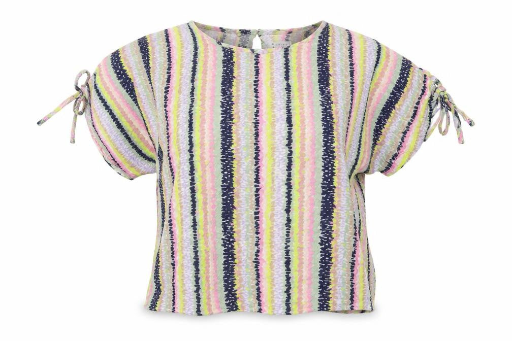 Warehouse Womens Multicoloured Striped Viscose Basic T-Shirt Size 10 Crew Neck