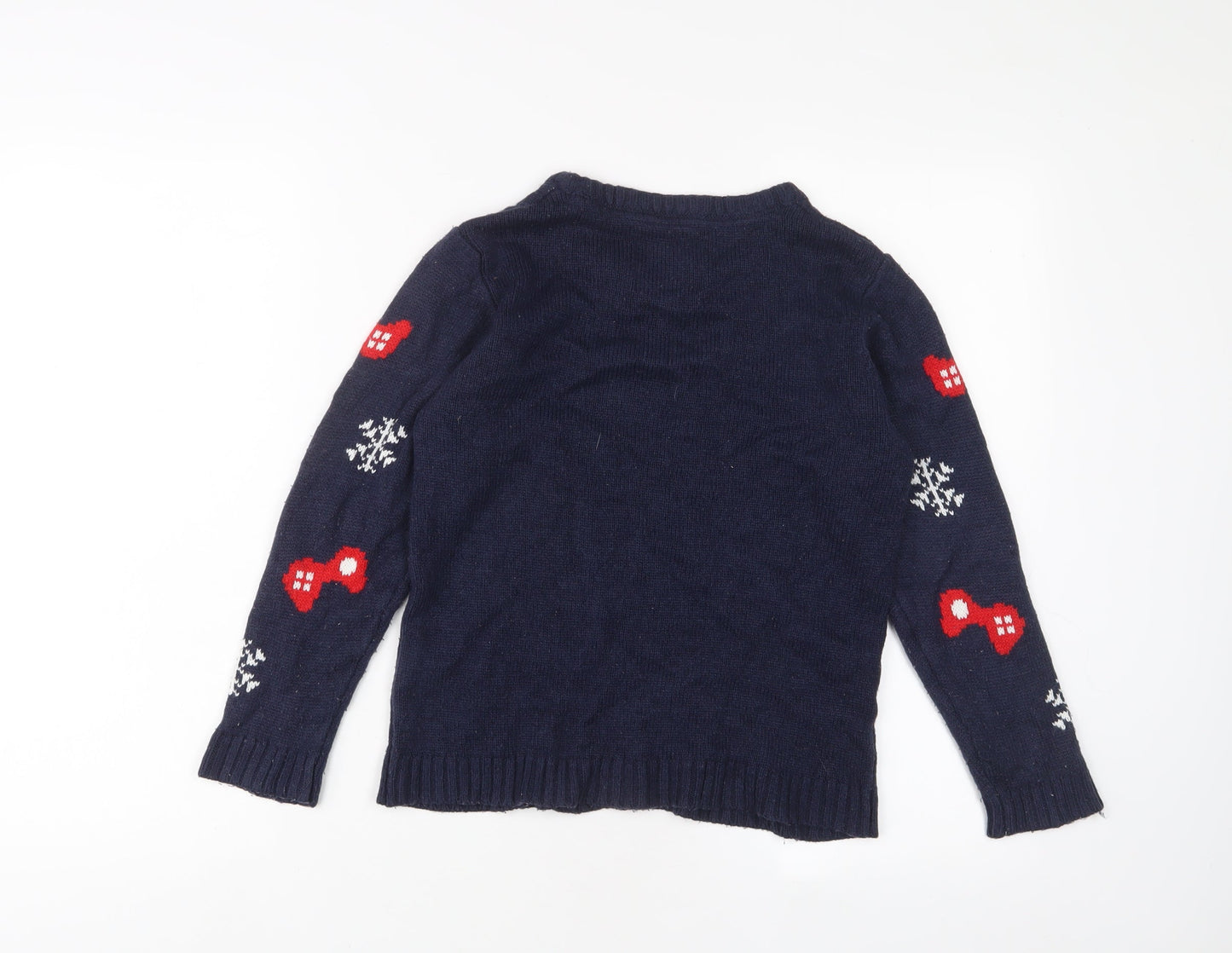 Ridge & Co Boys Blue Crew Neck Acrylic Pullover Jumper Size 8-9 Years Pullover