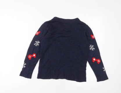 Ridge & Co Boys Blue Crew Neck Acrylic Pullover Jumper Size 8-9 Years Pullover