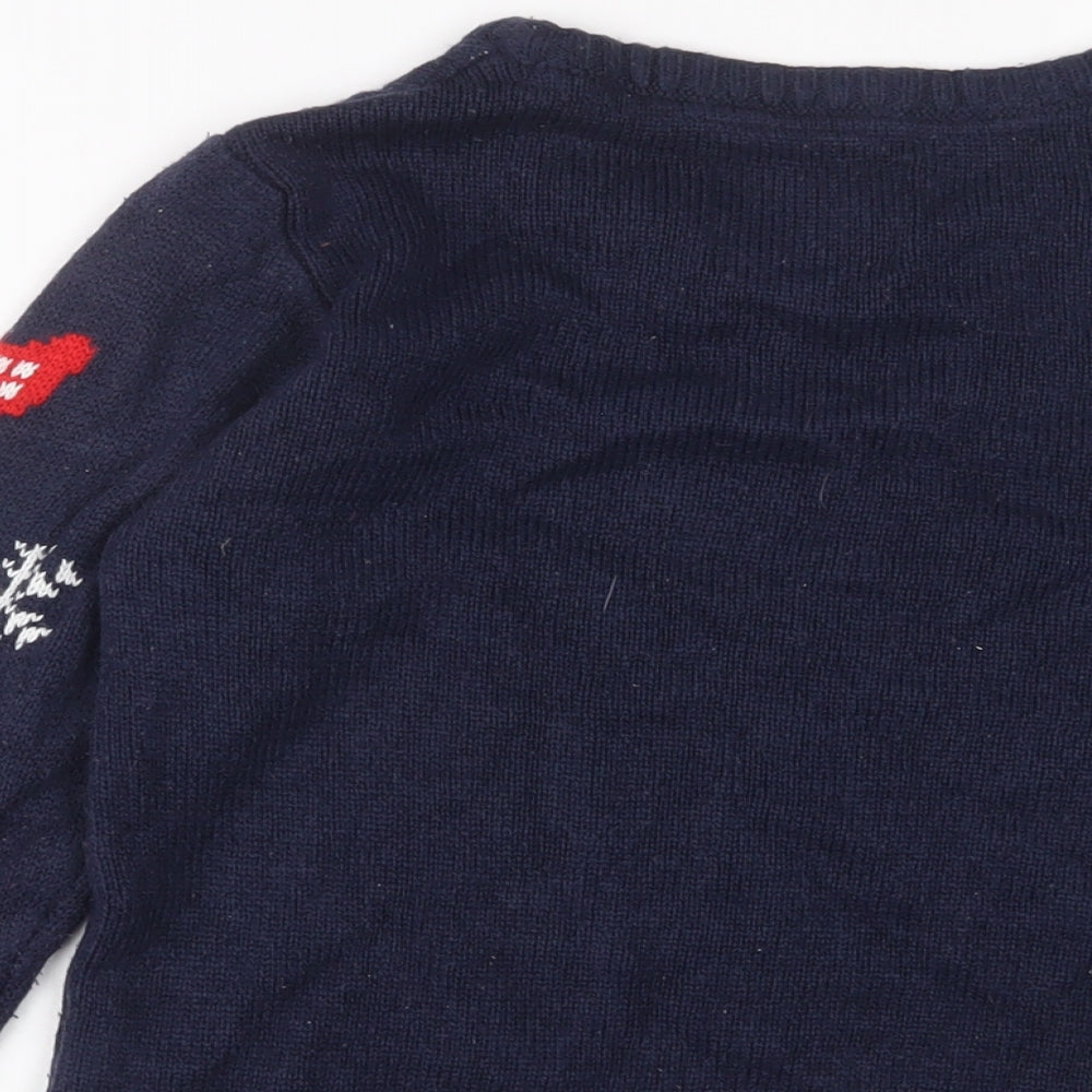 Ridge & Co Boys Blue Crew Neck Acrylic Pullover Jumper Size 8-9 Years Pullover