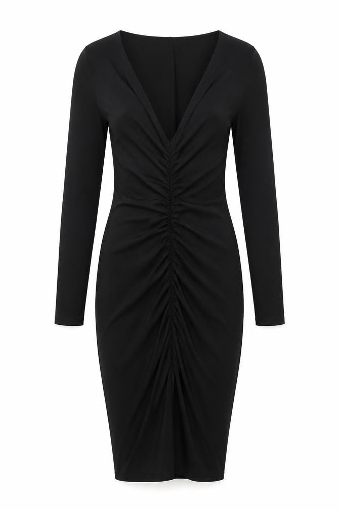 Boohoo Womens Black Polyester Bodycon Size 8 V-Neck Pullover