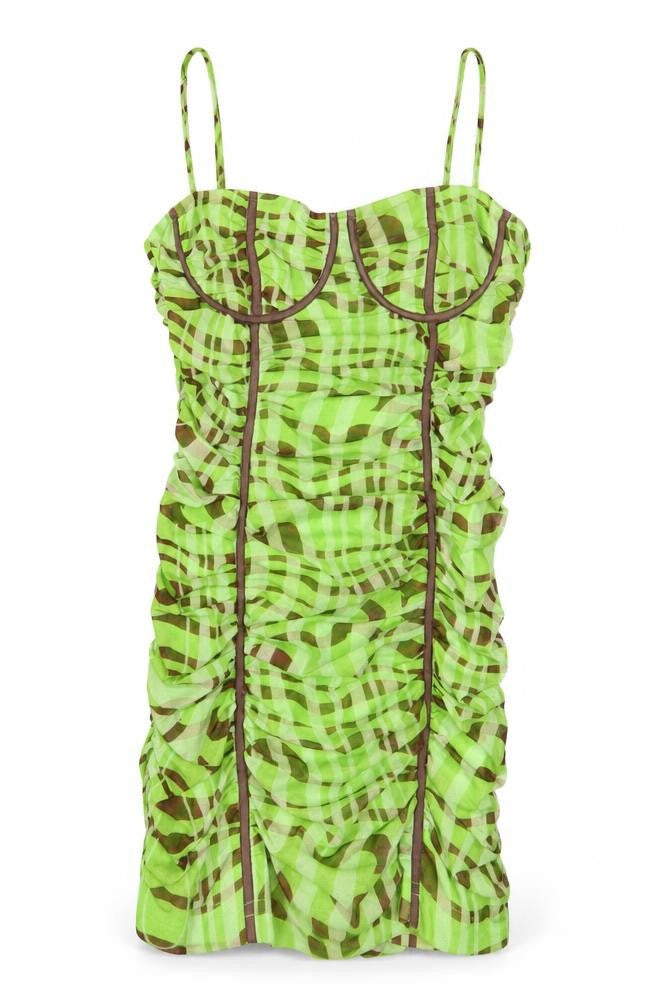 PRETTYLITTLETHING Womens Green Geometric Polyester A-Line Size 12 Square Neck Pullover