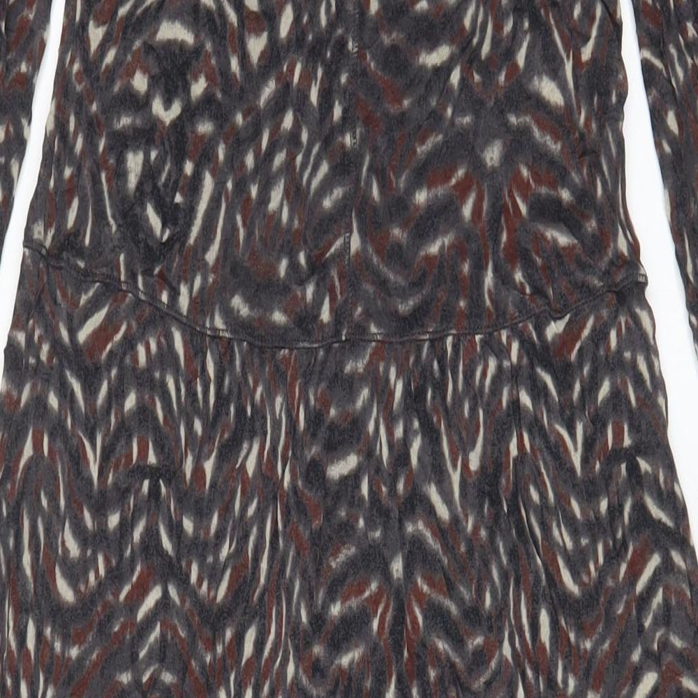 Sandwich Womens Brown Geometric Viscose A-Line Size S Boat Neck Pullover