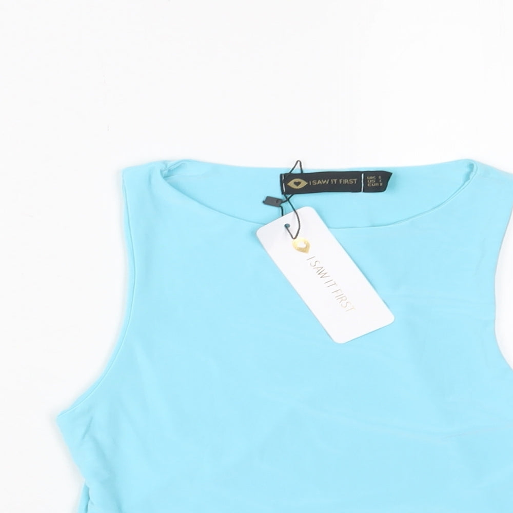 ASSOS Womens Blue Polyester Cropped Tank Size 8 Boat Neck