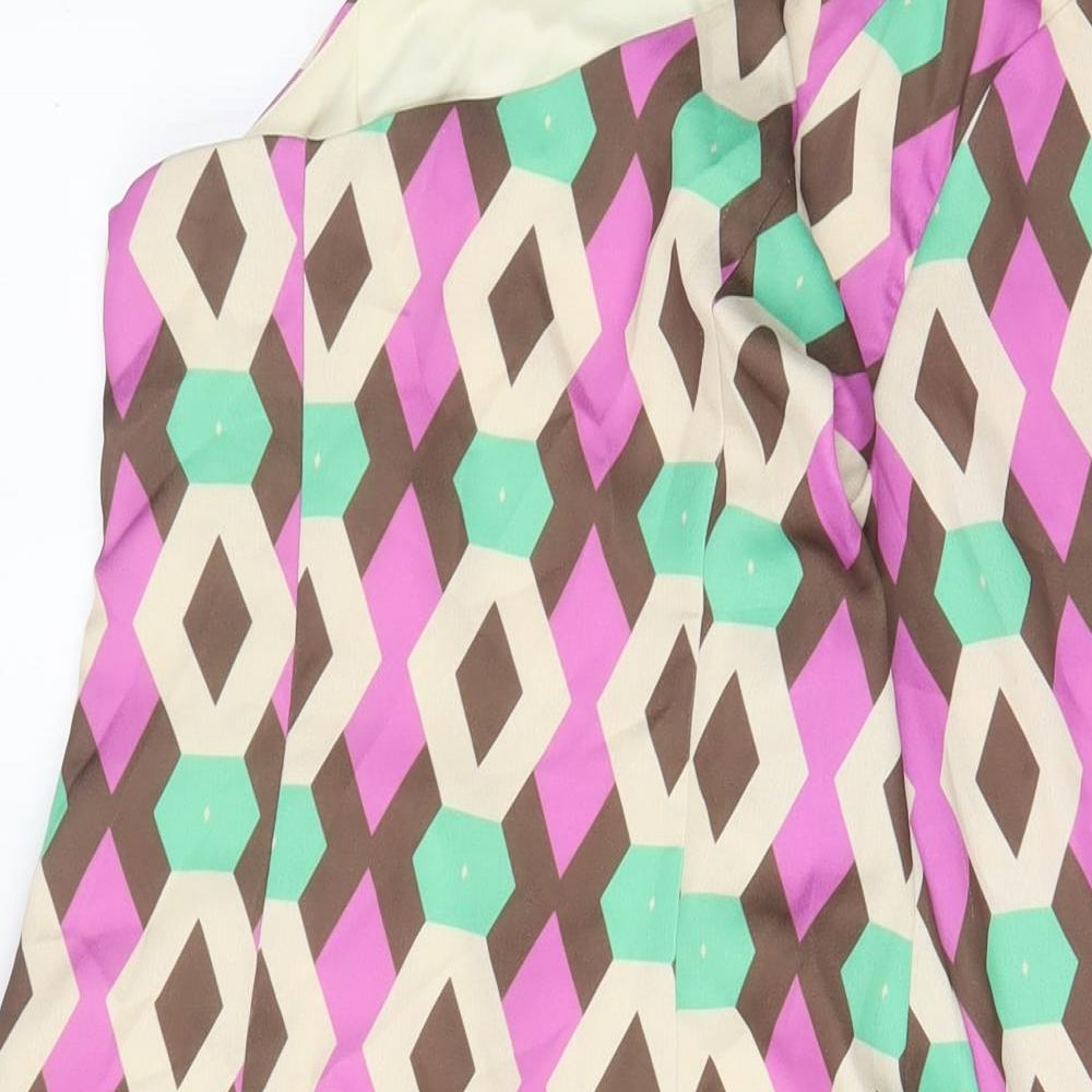 Zara Womens Multicoloured Geometric Polyester A-Line Size S Halter Zip