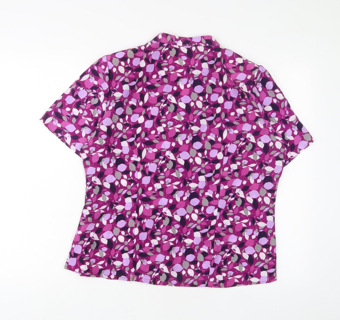 Bonmarché Womens Purple Geometric Polyester Basic T-Shirt Size 16 V-Neck - Shoulder pads