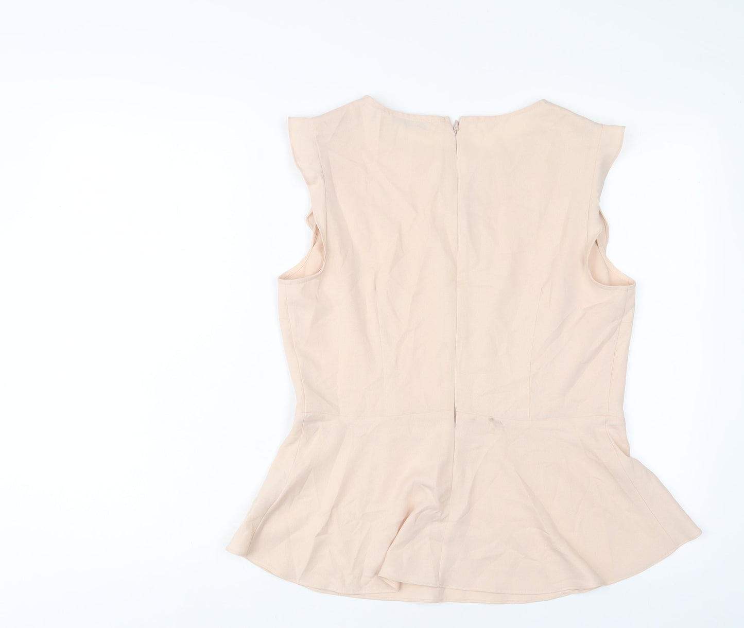 Oasis Womens Beige Polyester Basic Tank Size 14 Boat Neck