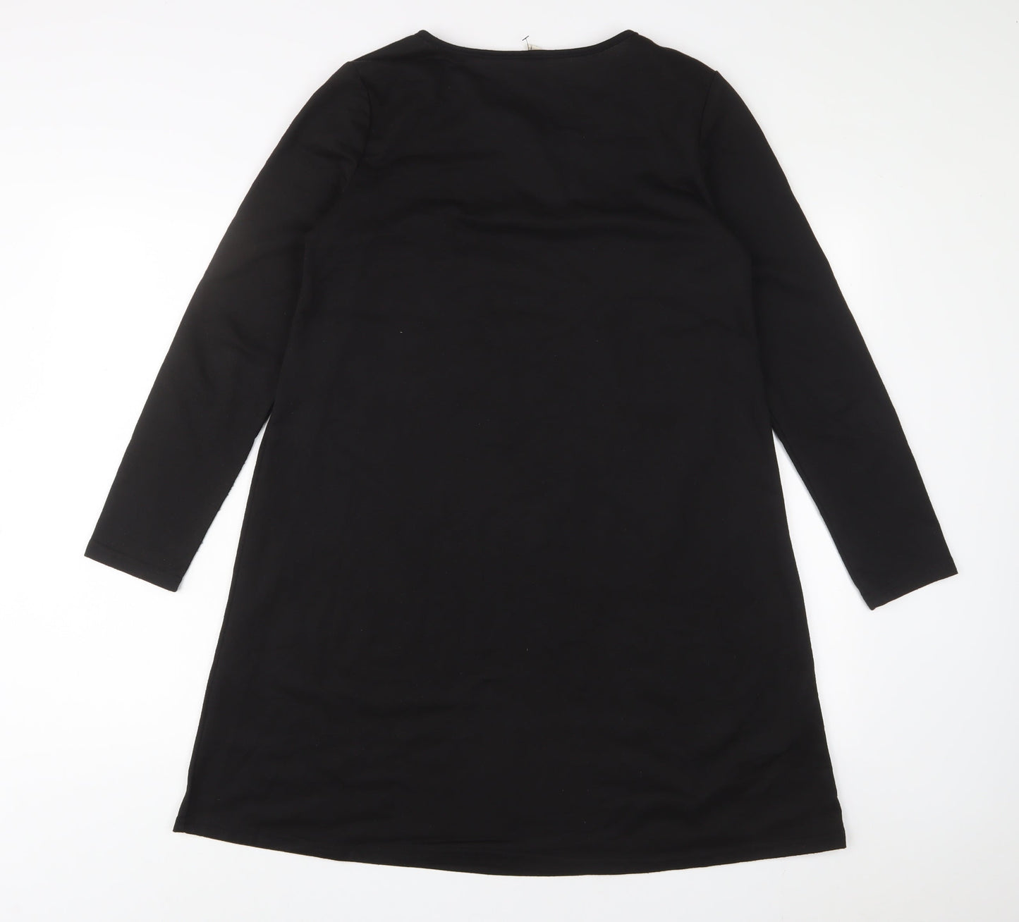Anself Womens Black Polyester A-Line Size M V-Neck Pullover