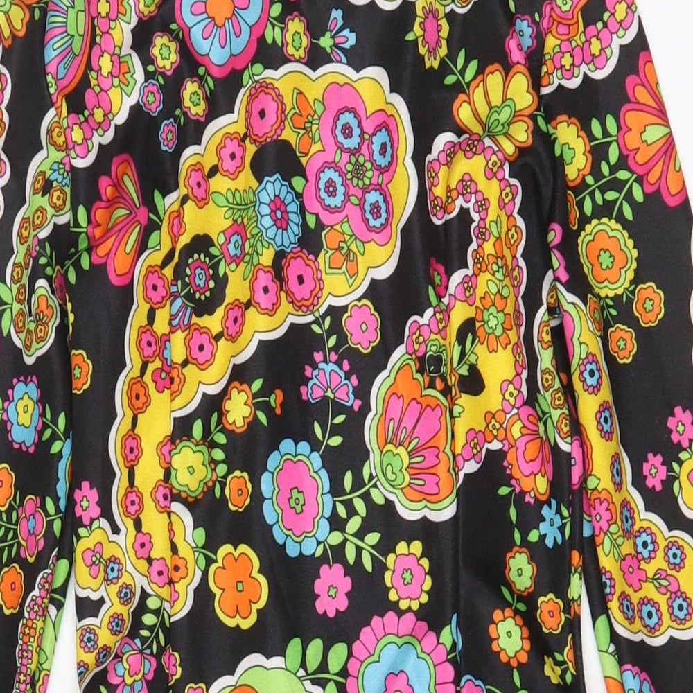 Leg Avenue Womens Multicoloured Geometric Nylon A-Line Size S Collared Zip - Belted