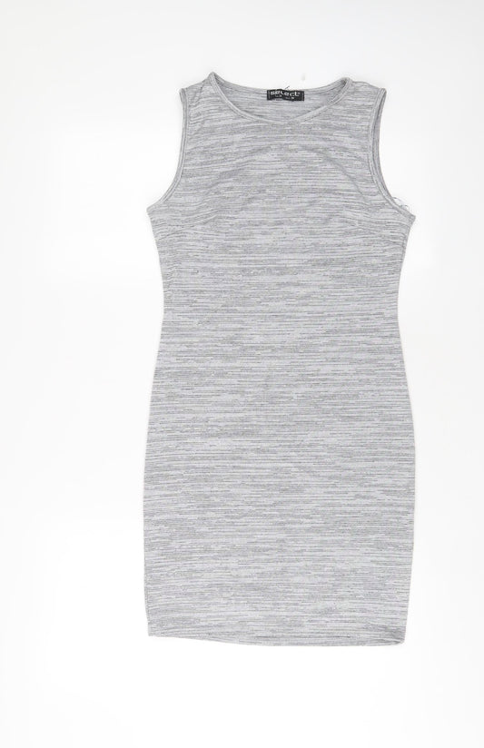 Select Womens Grey Polyester Bodycon Size 10 Crew Neck Pullover