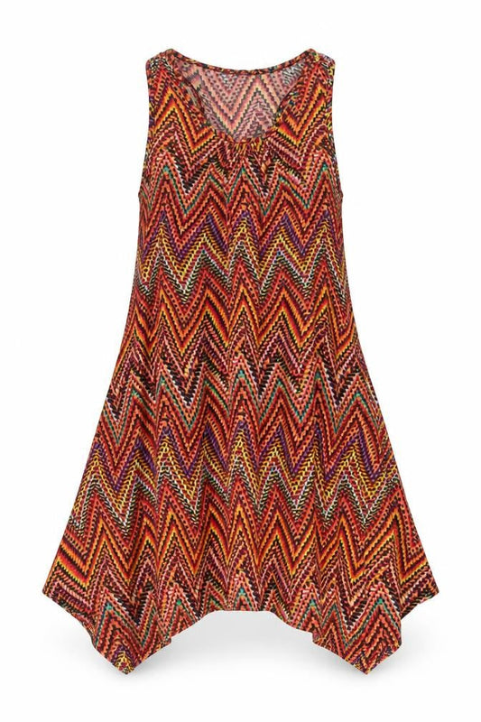 Indulgence Womens Multicoloured Geometric Polyester A-Line Size M Scoop Neck Pullover