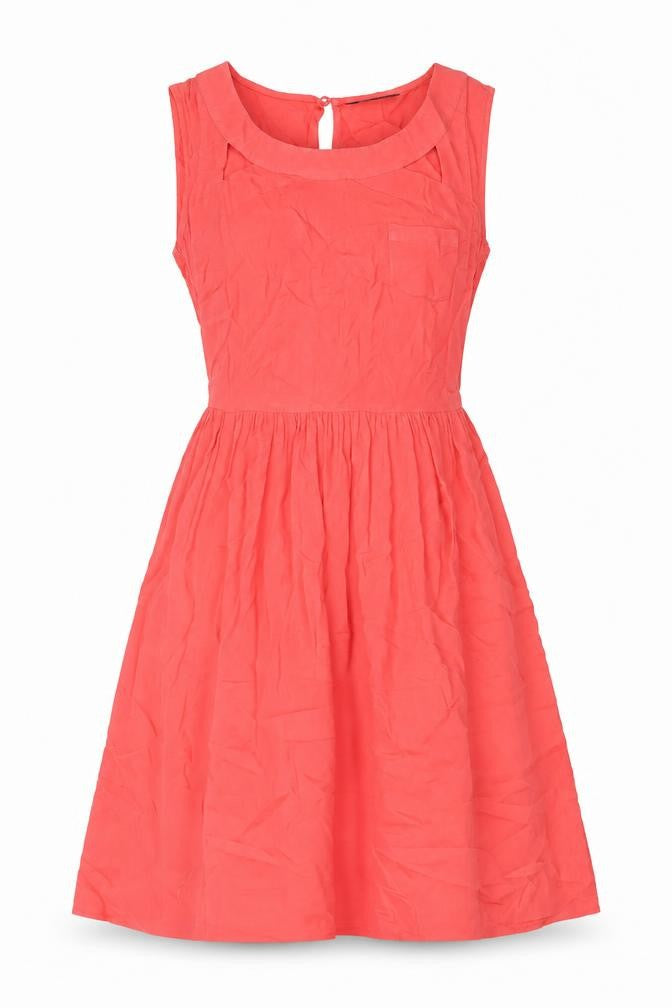 Miss Selfridge Womens Pink Viscose A-Line Size 8 Scoop Neck Zip