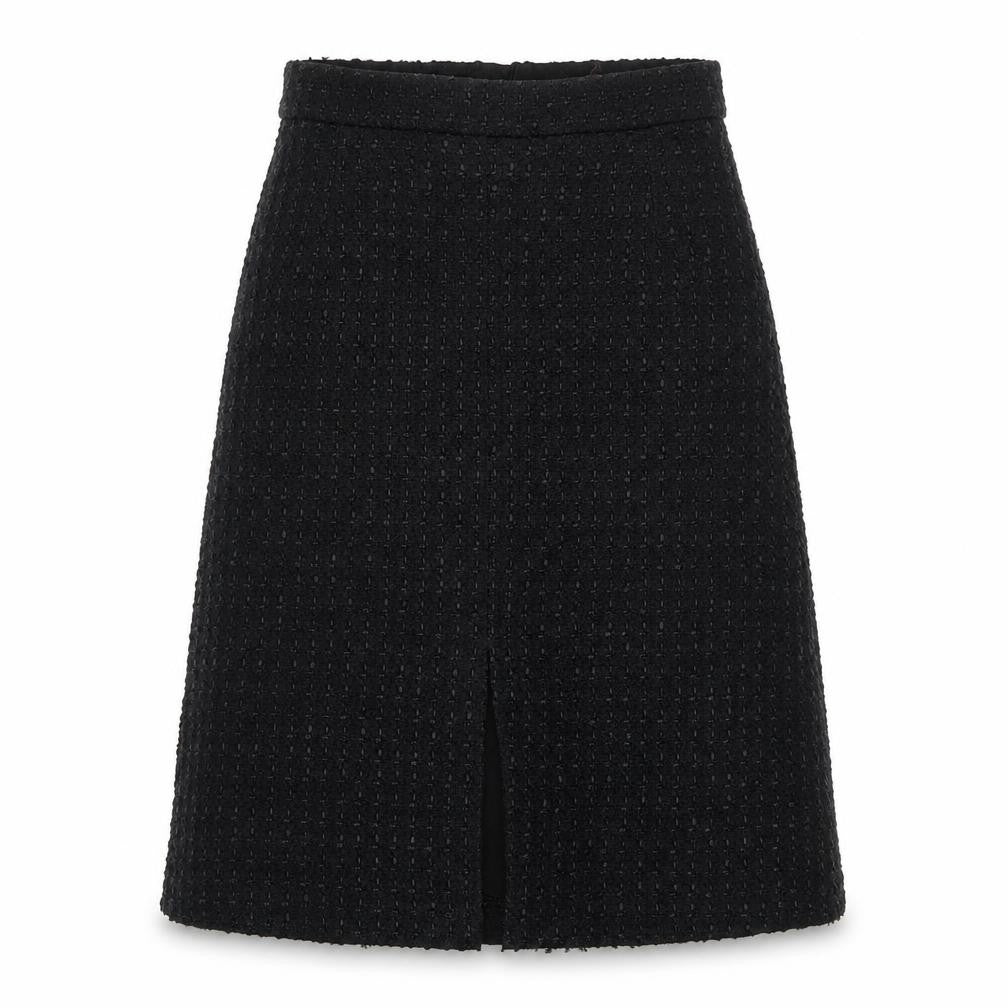Marks & Spencer Womens Black Acrylic A-Line Skirt Size 12 Zip