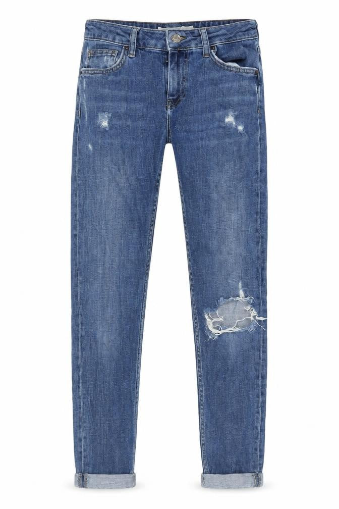 Topshop Womens Blue Cotton Blend Straight Jeans Size 26 in L32 in Regular Zip