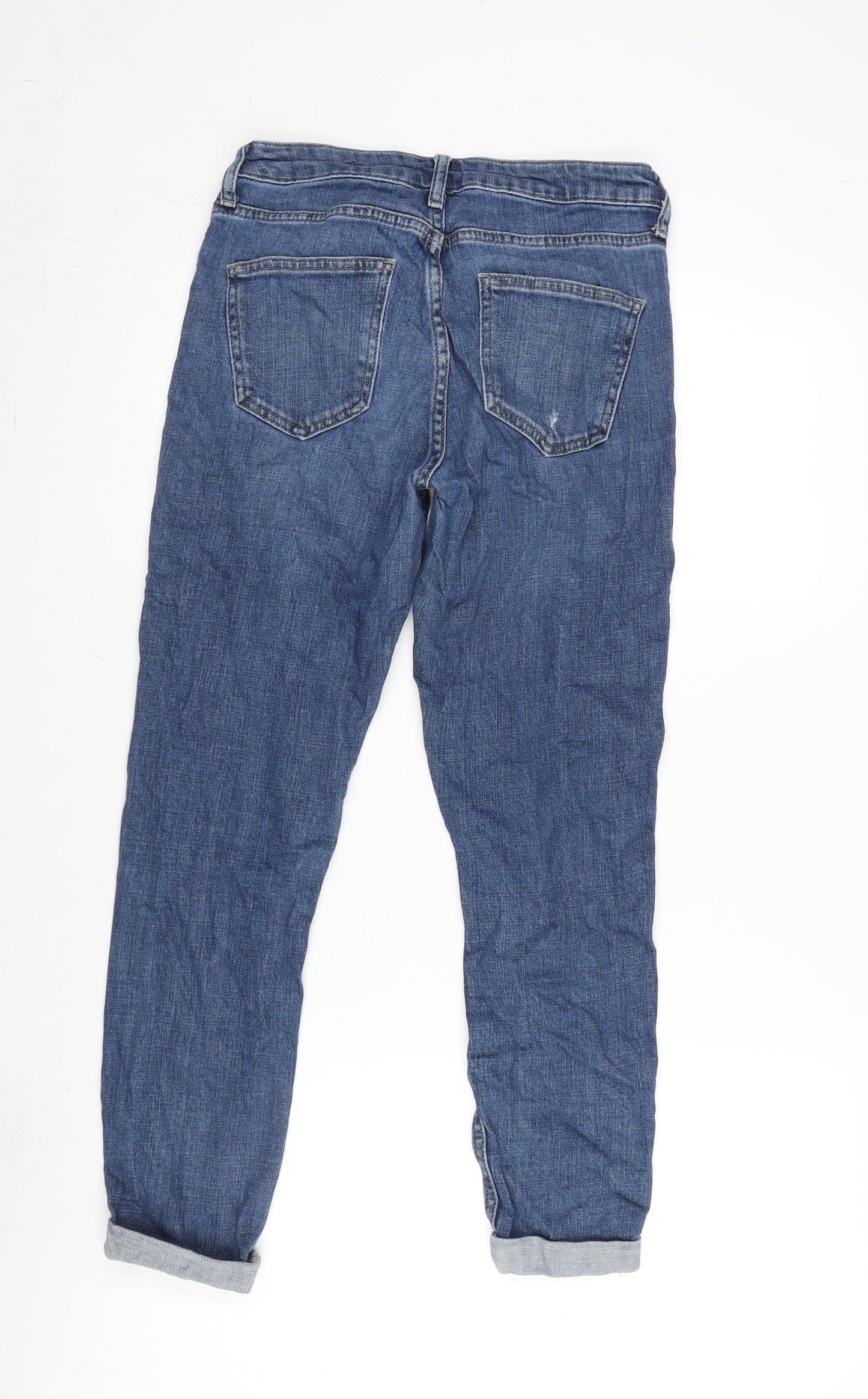 Topshop Womens Blue Cotton Blend Straight Jeans Size 26 in L32 in Regular Zip