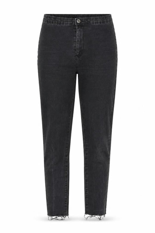 Denim & Co. Womens Grey Cotton Blend Tapered Jeans Size 12 L27 in Regular Zip - Raw Hem