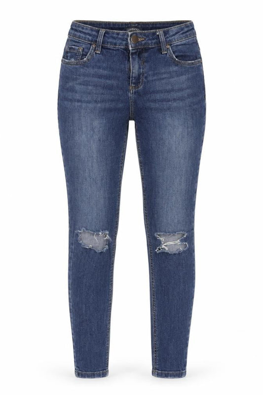 Dorothy Perkins Womens Blue Cotton Blend Tapered Jeans Size 8 L26.5 in Regular Zip
