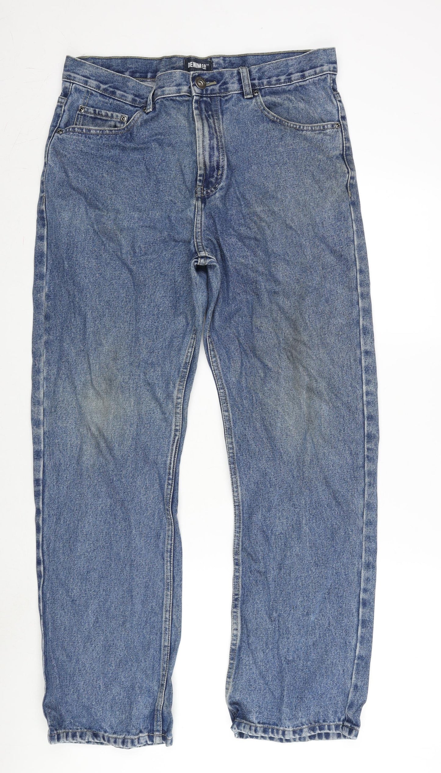Denim & Co. Mens Blue Herringbone Cotton Straight Jeans Size 34 in L30 in Regular Zip