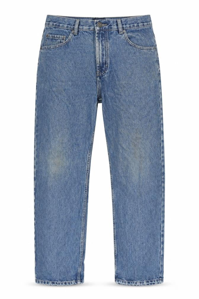 Denim & Co. Mens Blue Herringbone Cotton Straight Jeans Size 34 in L30 in Regular Zip