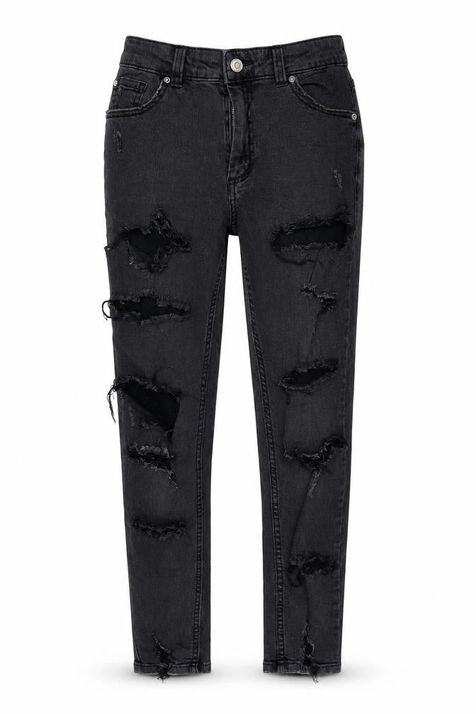 Denim & Co. Womens Grey Cotton Blend Straight Jeans Size 12 L25.5 in Regular Zip