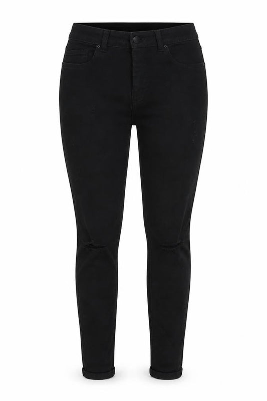 Denim & Co. Womens Black Cotton Blend Tapered Jeans Size 10 L29 in Regular Zip