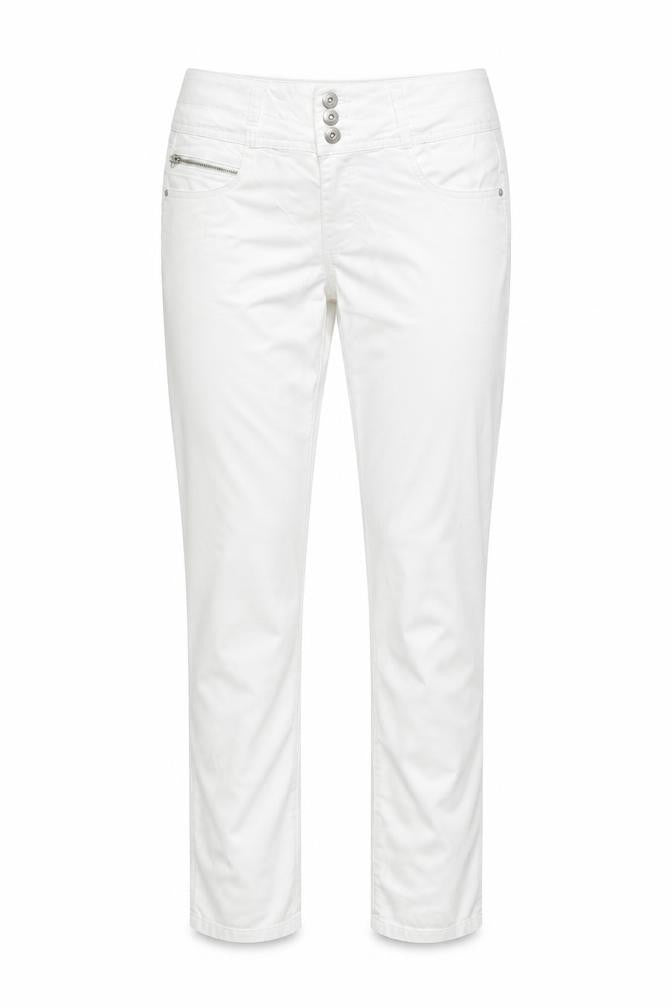 Denim & Co. Womens White Cotton Blend Straight Jeans Size 14 L28 in Extra-Slim Zip