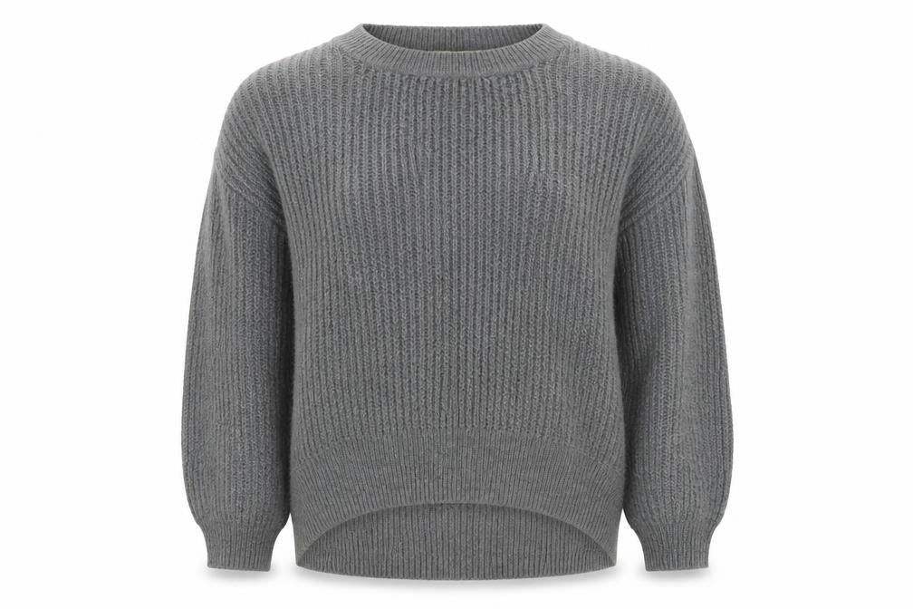 H&M Womens Grey Round Neck Acrylic Pullover Jumper Size S