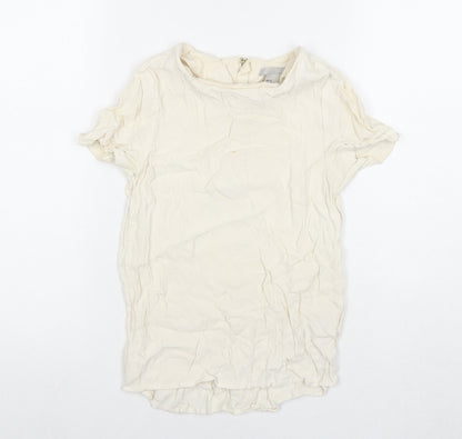 H&M Womens Ivory Viscose Basic Blouse Size 4 Round Neck