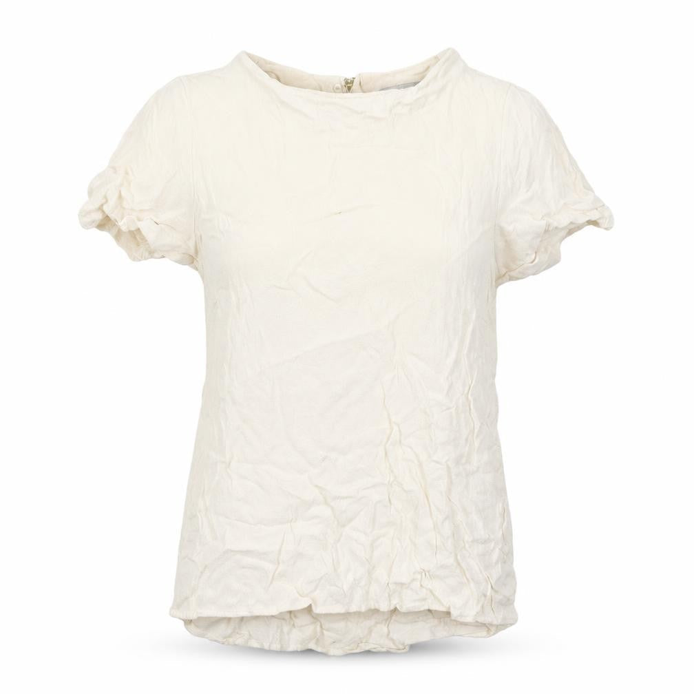 H&M Womens Ivory Viscose Basic Blouse Size 4 Round Neck