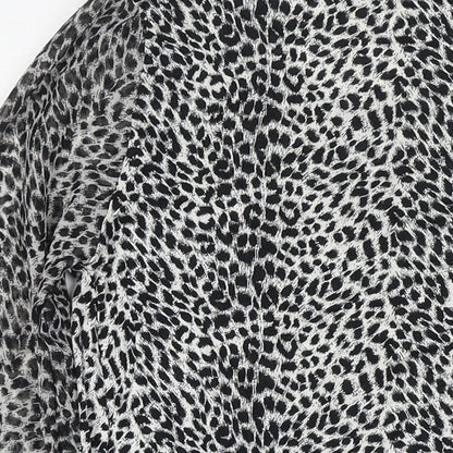 Oasis Womens Grey Animal Print Viscose Basic Blouse Size XS Round Neck