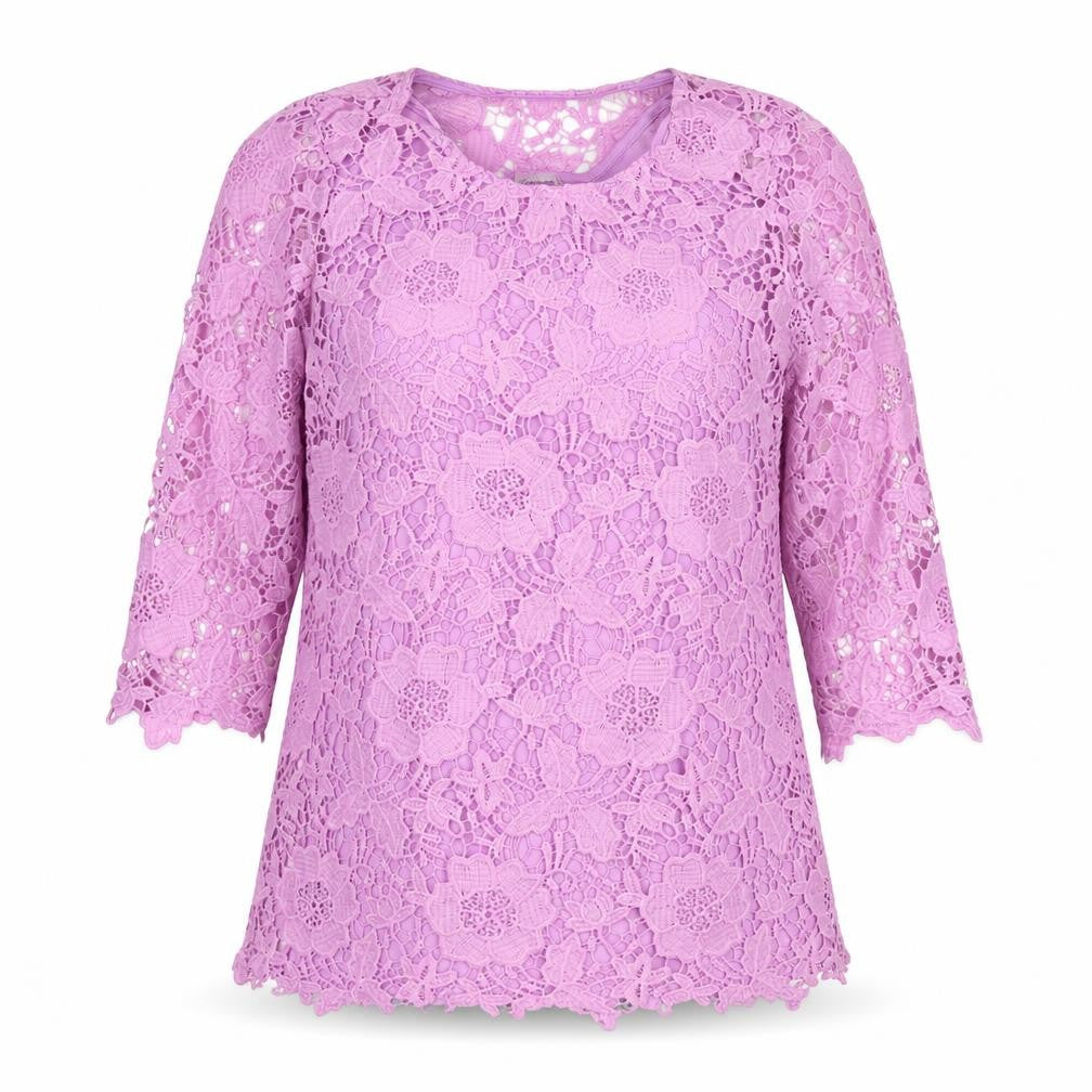 Damart Womens Purple Polyester Tunic Blouse Size 10 Round Neck