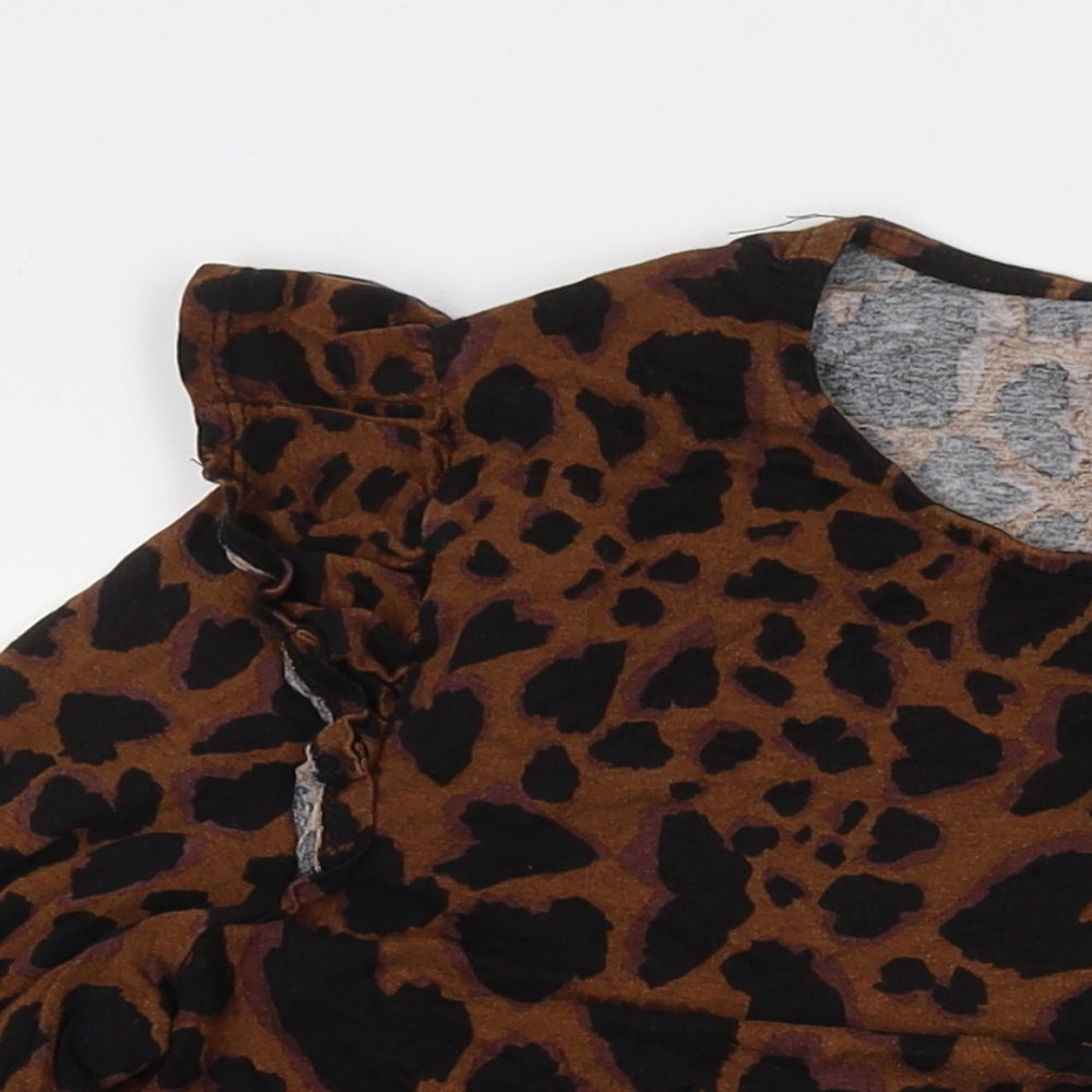 Roman Womens Beige Animal Print Viscose Tunic Blouse Size 18 Round Neck