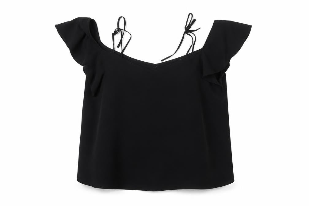 Topshop Womens Black Polyester Basic T-Shirt Size 10 Boat Neck