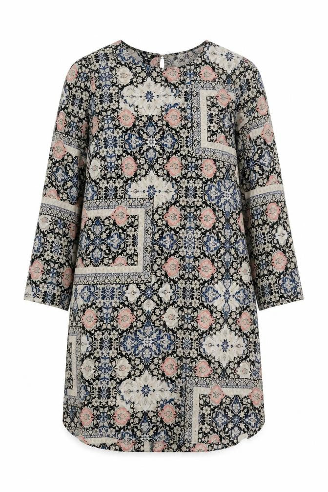 Topshop Womens Multicoloured Geometric Polyester A-Line Size 10 Round Neck Zip
