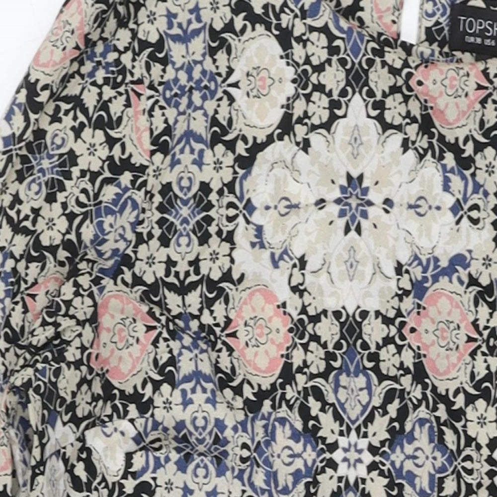 Topshop Womens Multicoloured Geometric Polyester A-Line Size 10 Round Neck Zip