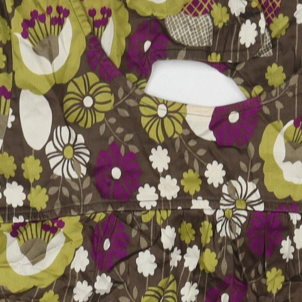 New Look Womens Multicoloured Floral Cotton A-Line Size 14 Round Neck Button