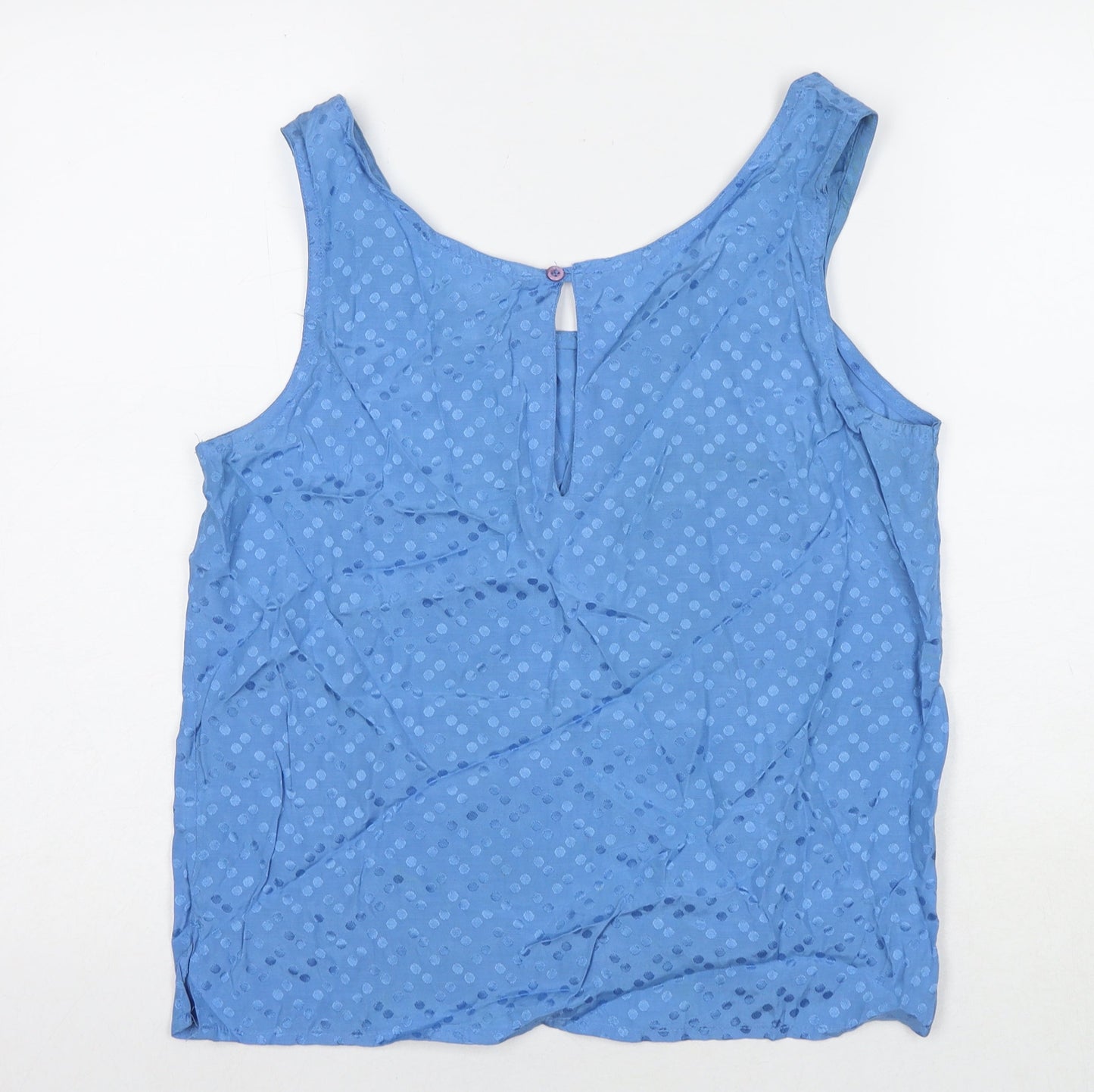 H&M Womens Blue Polka Dot Polyester Basic Tank Size S Round Neck