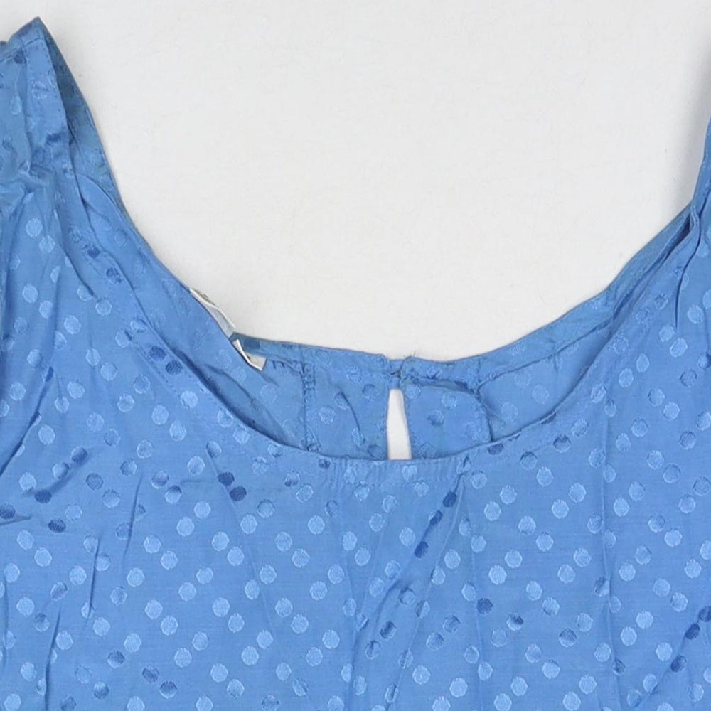 H&M Womens Blue Polka Dot Polyester Basic Tank Size S Round Neck