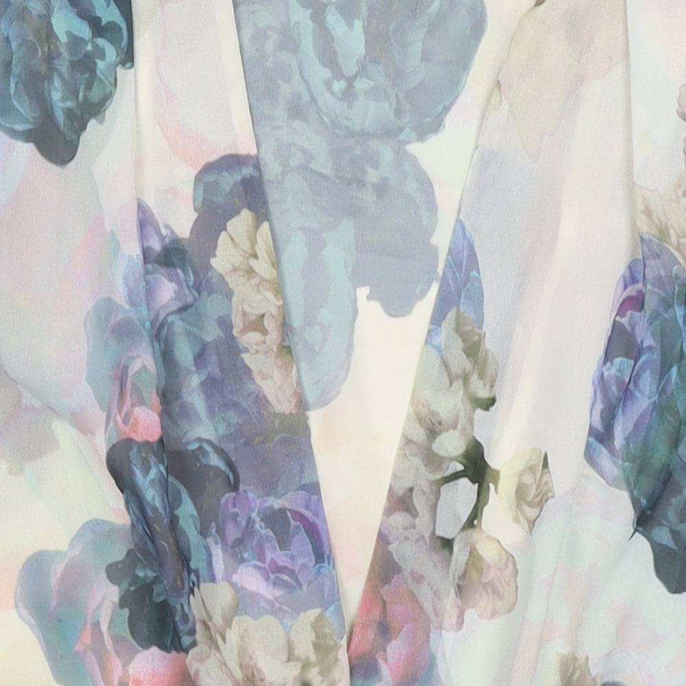 H&M Womens Multicoloured Floral Polyester Basic Tank Size 4 Round Neck