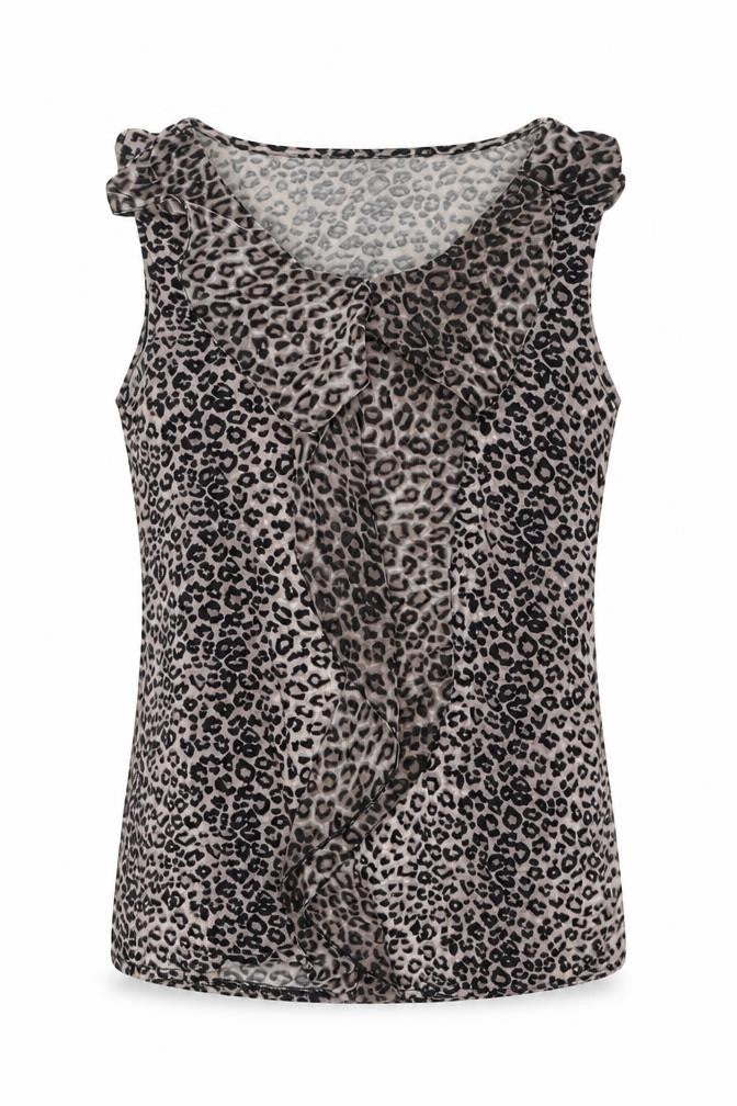 Oasis Womens Beige Animal Print Polyester Basic T-Shirt Size S Round Neck