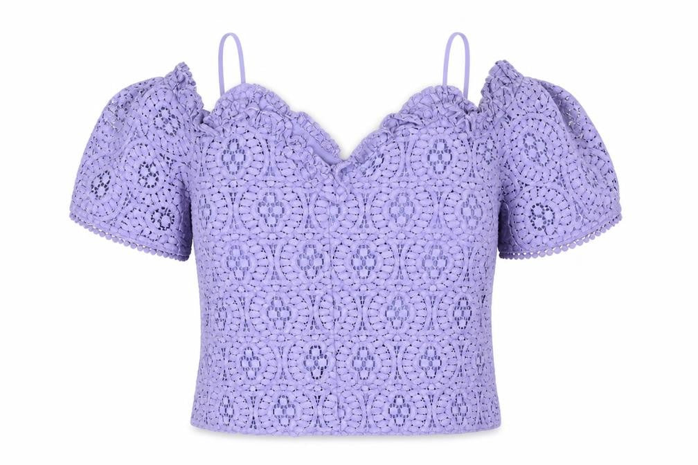 Topshop Womens Purple Cotton Basic T-Shirt Size 10 Off the Shoulder