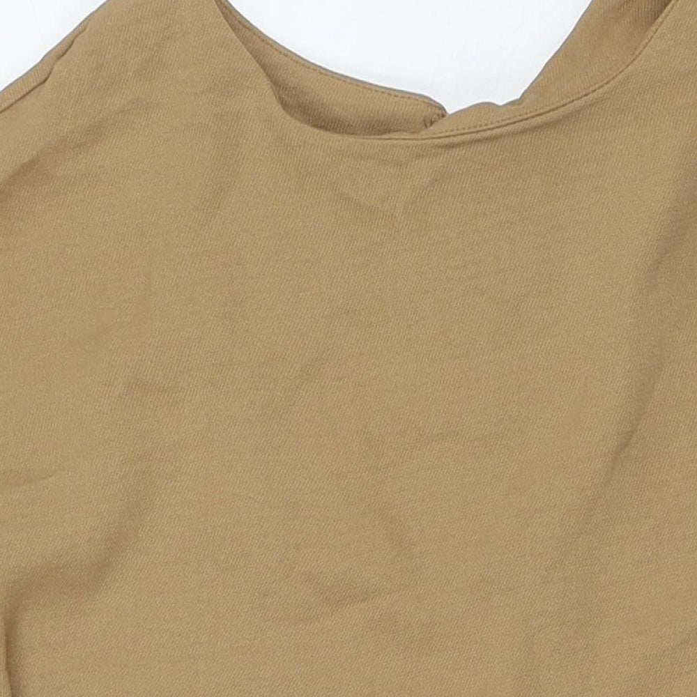 New Look Womens Beige Polyester T-Shirt Dress Size 8 Round Neck Zip