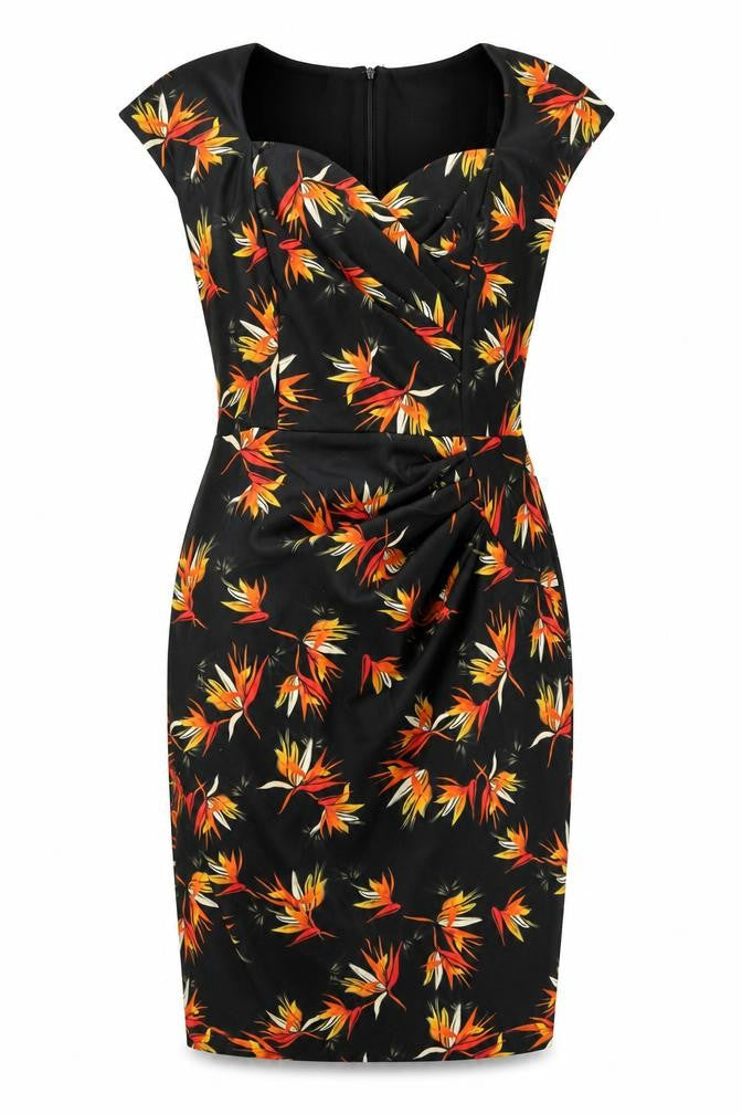 Diva Womens Black Floral Polyester A-Line Size 2XL Sweetheart Pullover