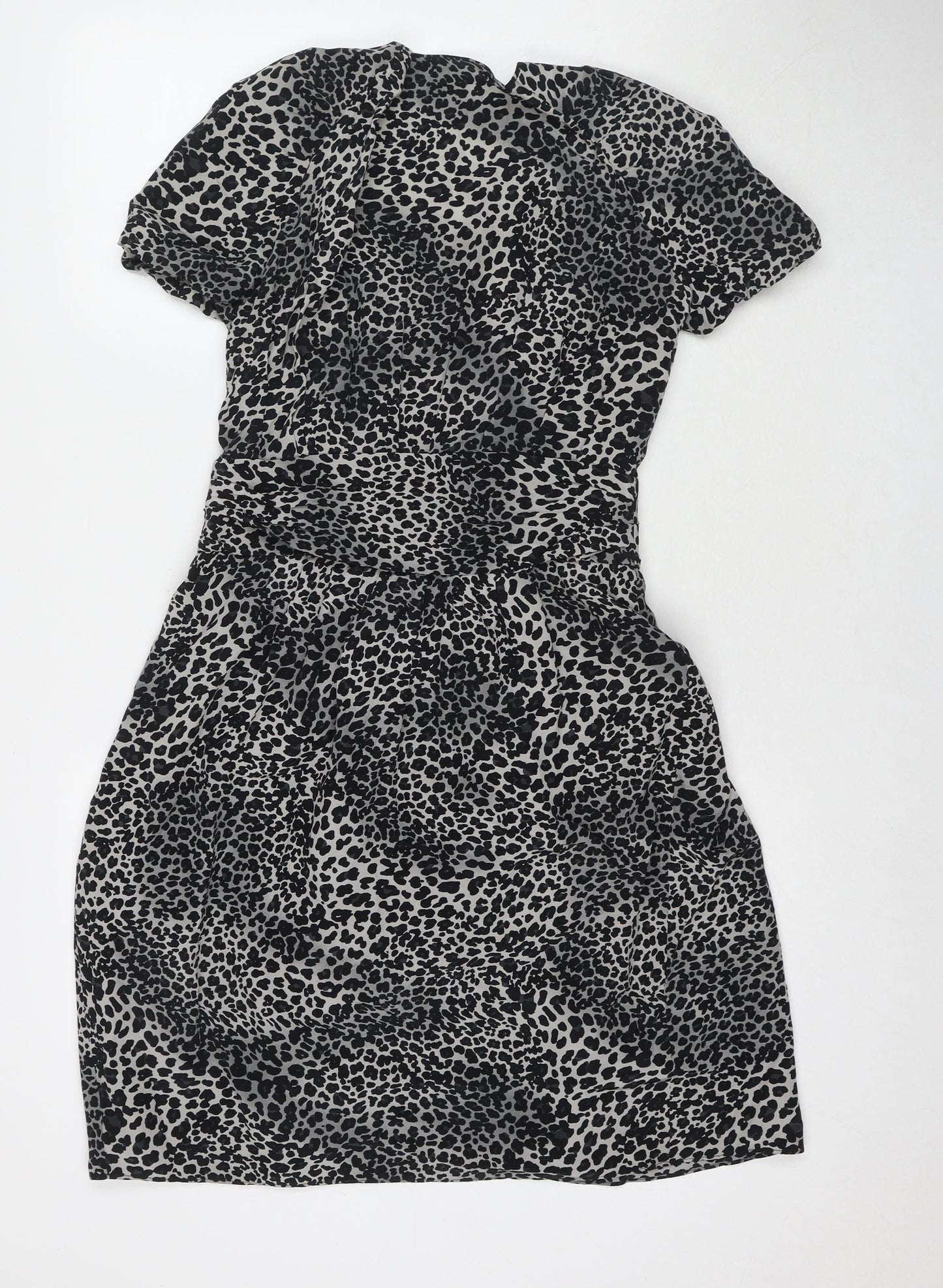 Aeff Womens Black Silk A-Line Size 8 V-Neck Zip