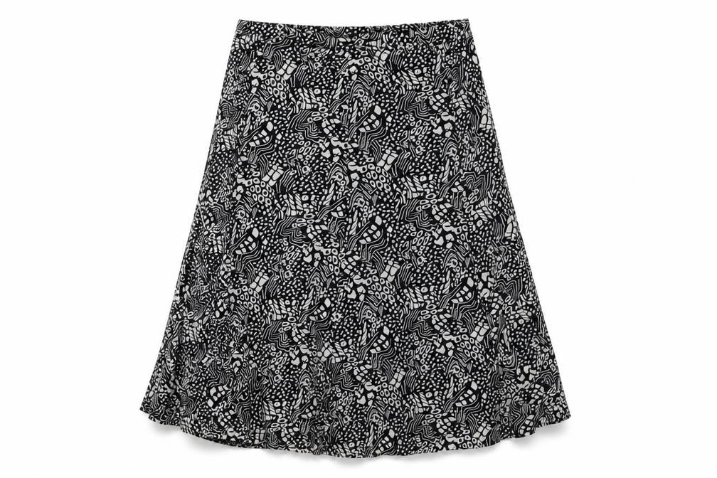 DASH Womens Black Geometric Cotton A-Line Skirt Size 18