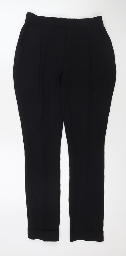 Next Womens Black Polyester Trousers Size 6 L27 in Regular Zip