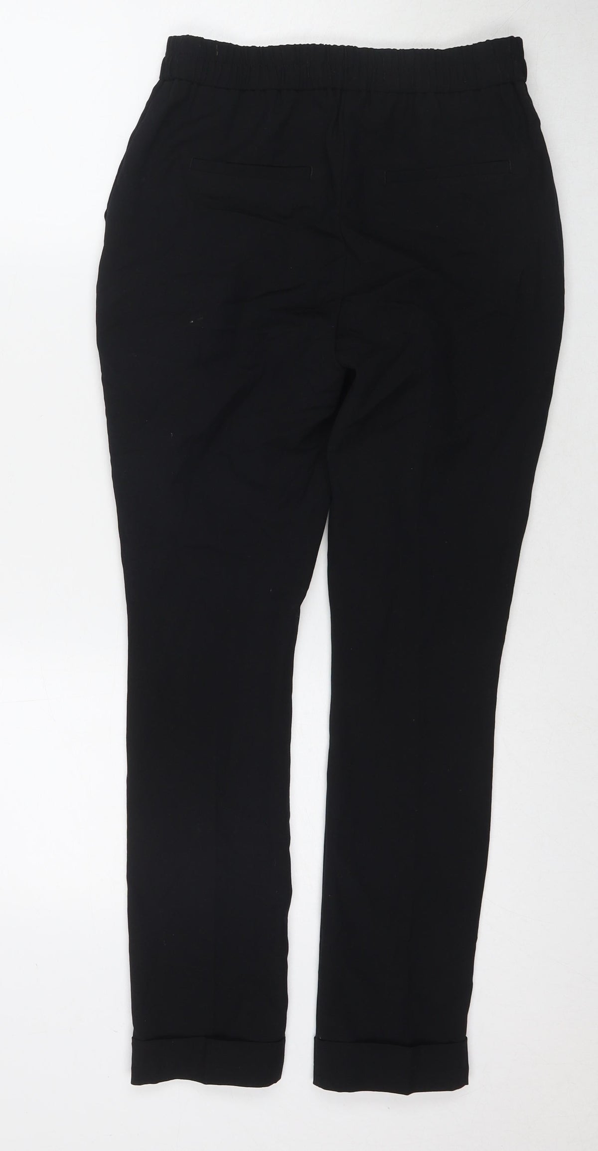 Next Womens Black Polyester Trousers Size 6 L27 in Regular Zip