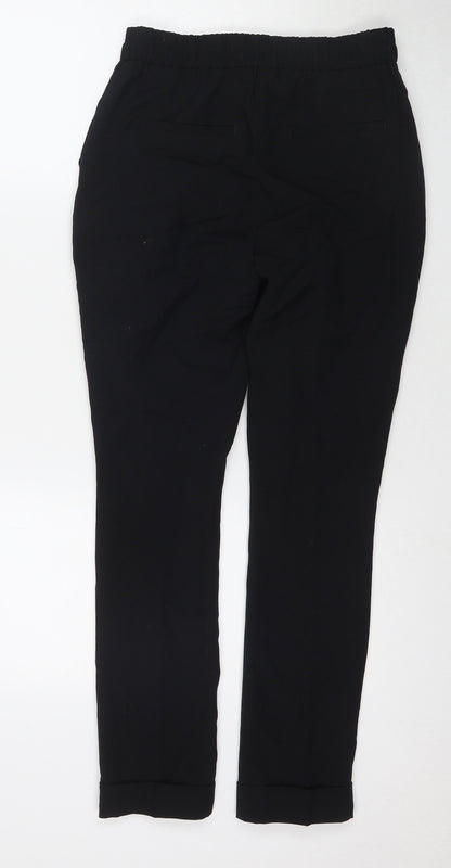 Next Womens Black Polyester Trousers Size 6 L27 in Regular Zip