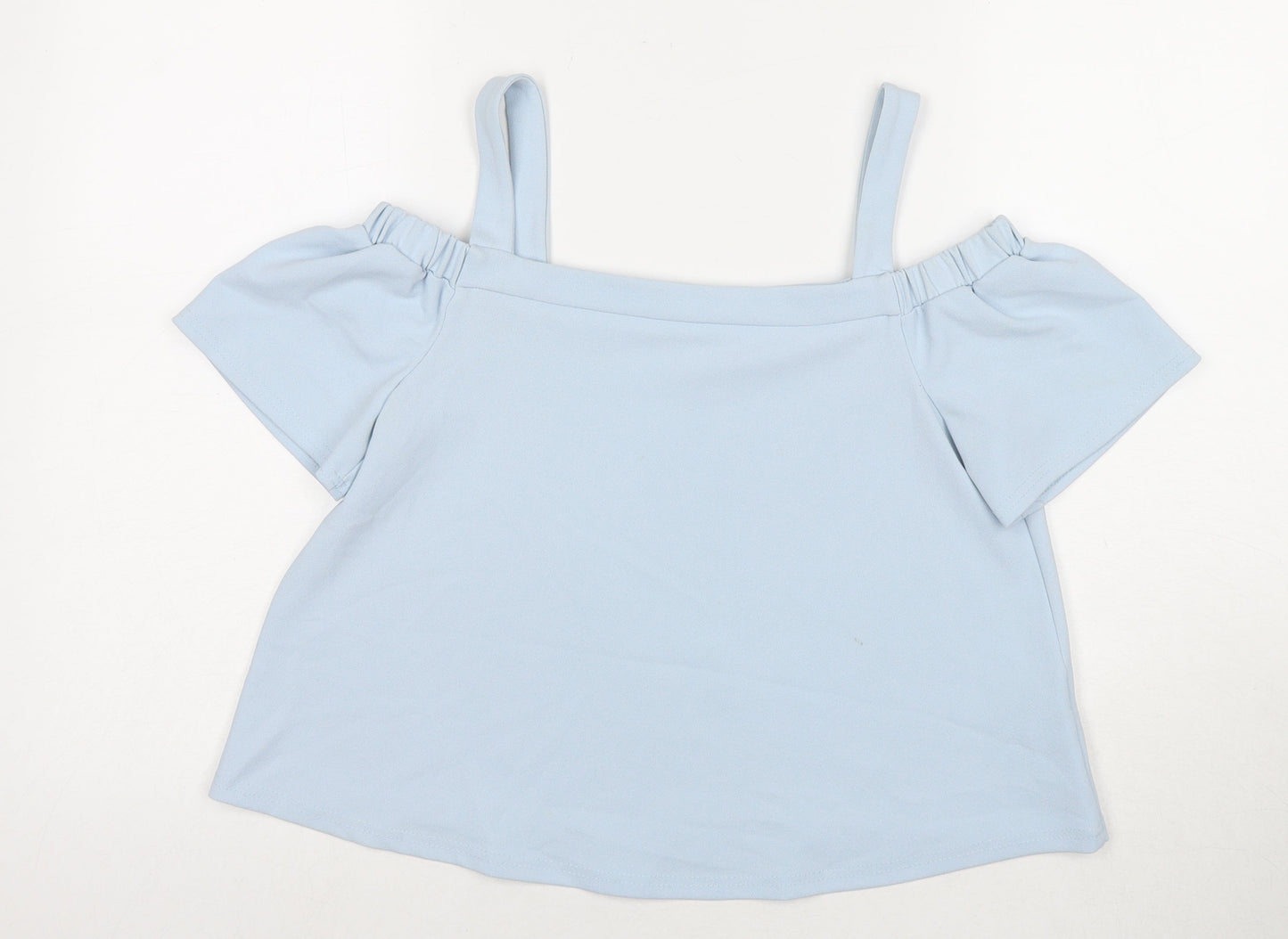 New Look Girls Blue Polyester Basic T-Shirt Size 12-13 Years Off the Shoulder Pullover