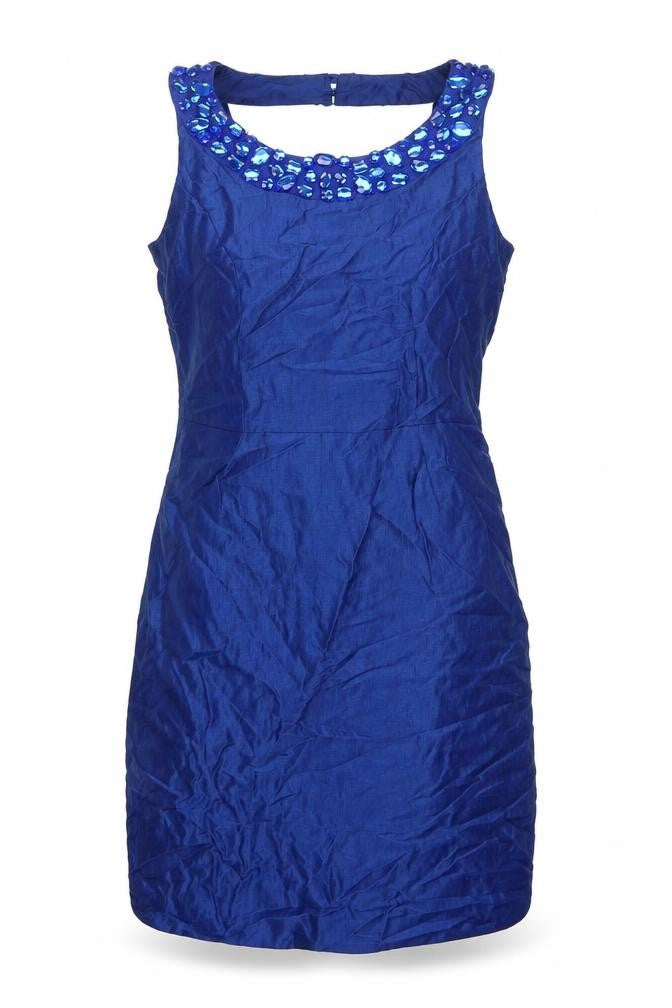 Kaliko Womens Blue Polyester A-Line Size 10 Round Neck Zip